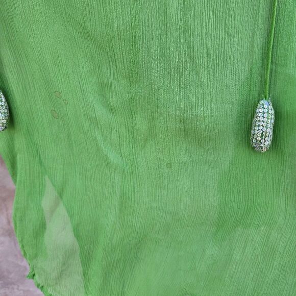 Glam souls green silk boho blouse - Picture 8 of 9